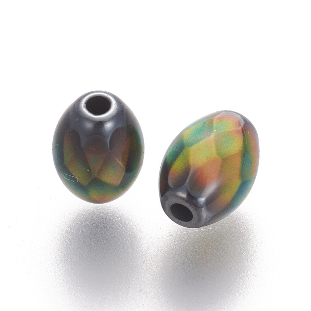 Hematite Beads, Oval, Mirage Changing Color Mood Beads 5pack