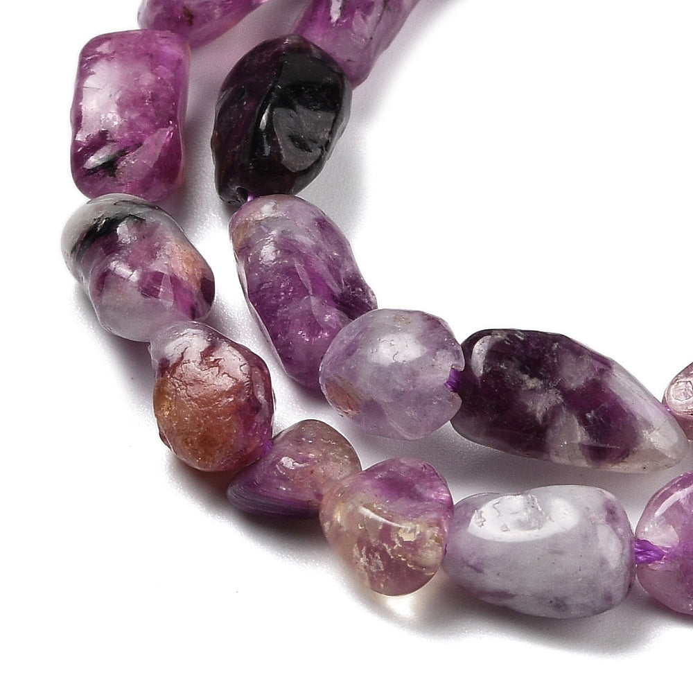 Natural Lepidolite/Purple Mica Stone Beads Strands, Nuggets