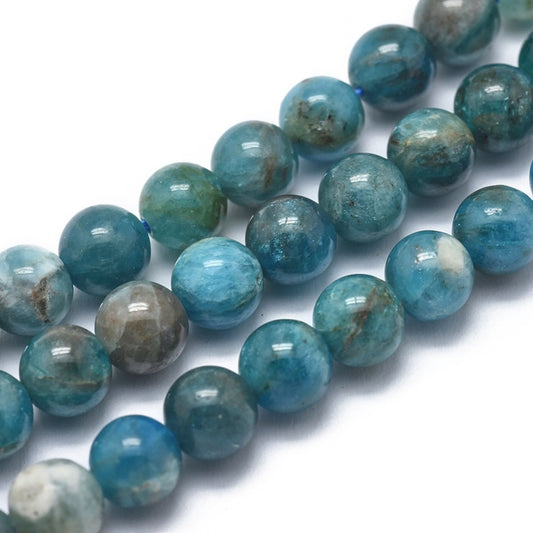 Natural Apatite Beads Strands, Grade AB, Round Asst Sizes