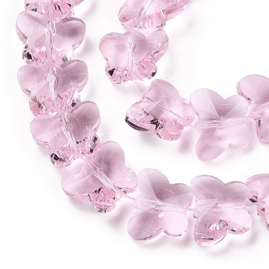 Transparent Glass Beads, Faceted, Butterfly, 12mm Asst Color