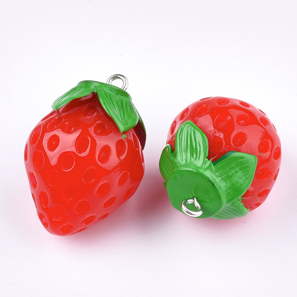 Strawberry Resin Large Pendants 2 Pack