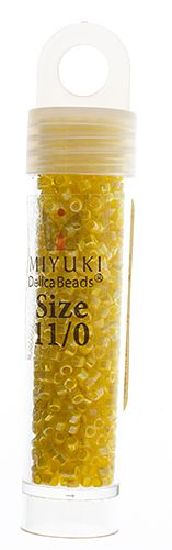 Miyuki Delica Size 11/0 Seed Beads – Yellow AB – 5.2g Vial | The Pink Bead Shop Canada
