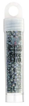 Miyuki Delica Size 11/0 Seed Beads – Grey Opaque AB – 5.2g Vial | The Pink Bead Shop Canada