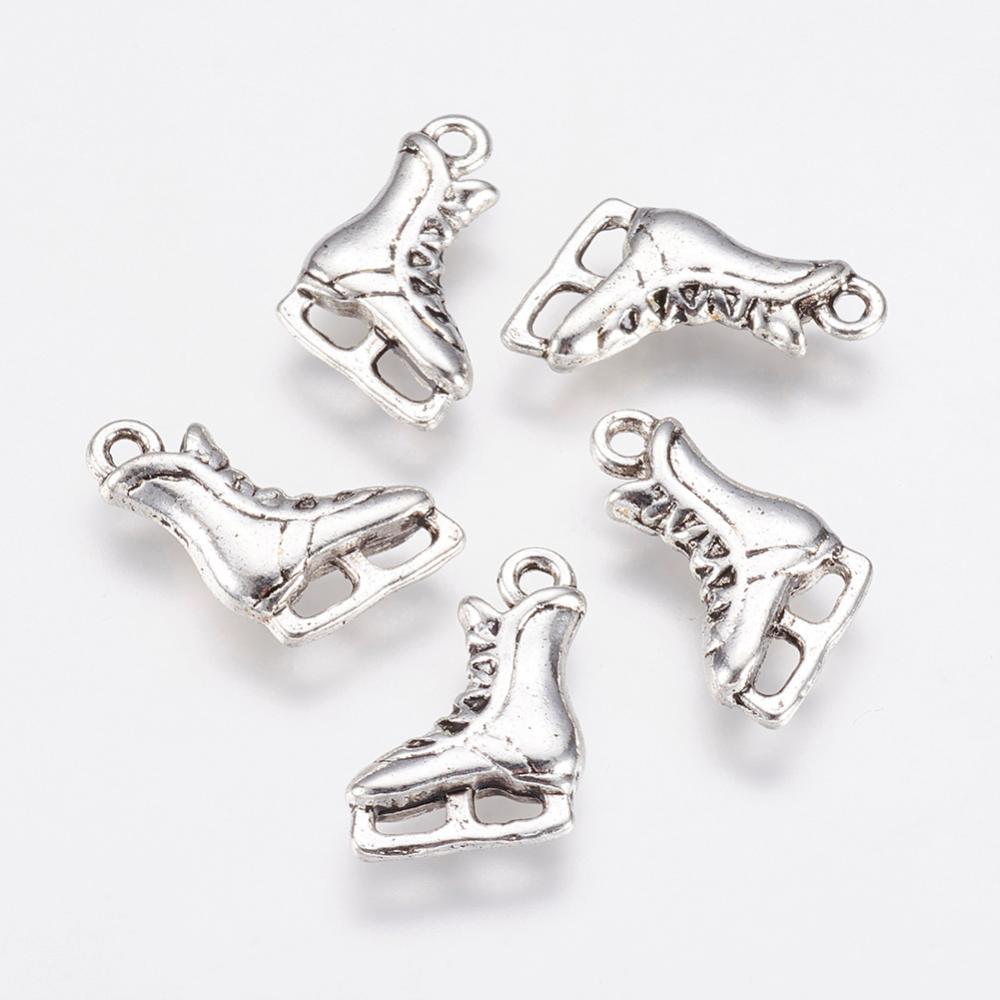 Alloy Pendants, Ice Skates, Antique Silver 4 Pack