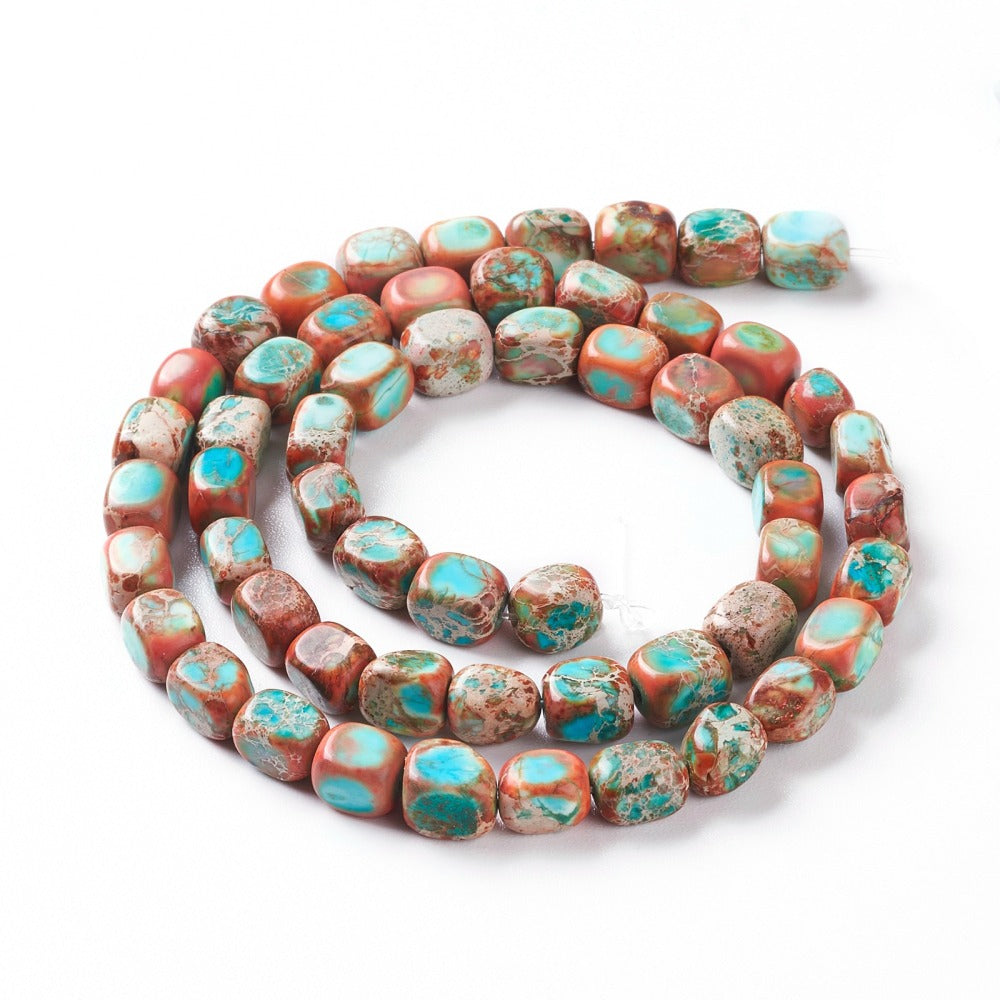 Natural Regalite / Imperial Jasper Beads – Sky Blue, Cuboid 7.5x5.5–6x5–6mm (Approx. 50pcs/Strand) The Pink Bead Shop