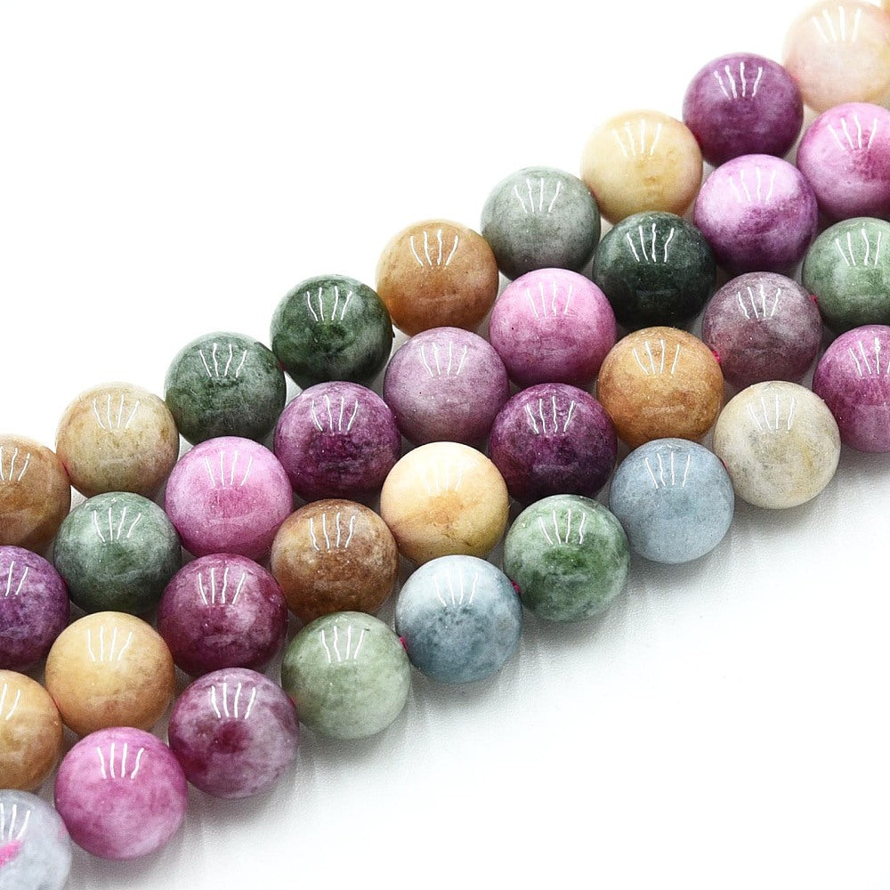 Mixed Color Dyed Quartz 8mm Round Beads – 15" Strand | The Pink Bead Shop
