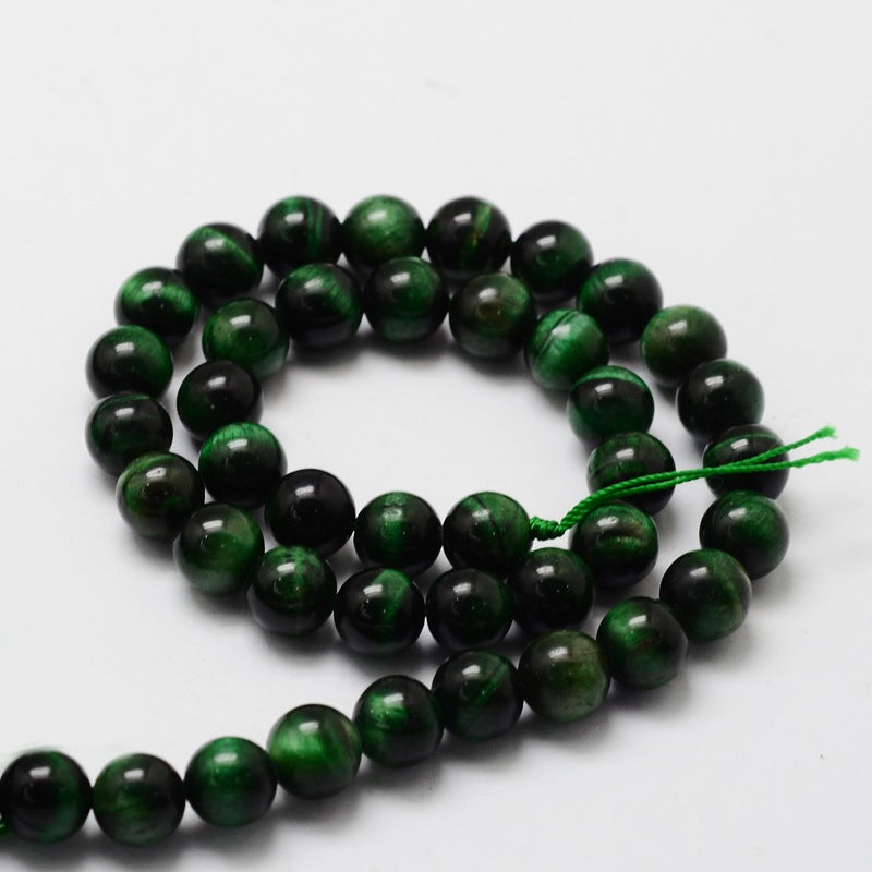 Green Tiger Eye Round Beads Strands, Dyed & Heated,  Asst Sizes
