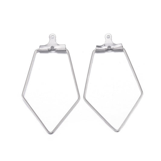 Tarnish Resistant 316 Surgical Stainless Steel Hoop Earring Findings, Pentagon, Stainless Steel Color 1 PAIR