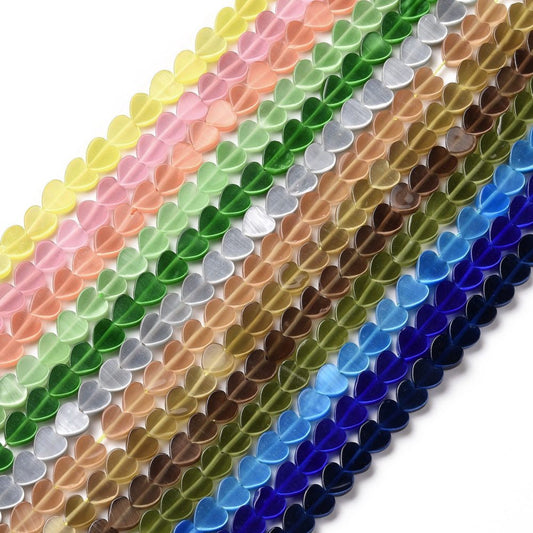 Cat Eye Bead Strands Heart Mixed Color