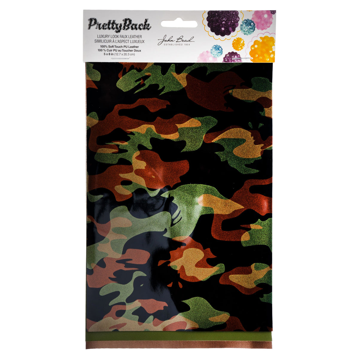 Camouflage Faux Leather Sheets 5x8 Inch – Dark Green & Brown 3 Pack | The Pink Bead Shop Canada