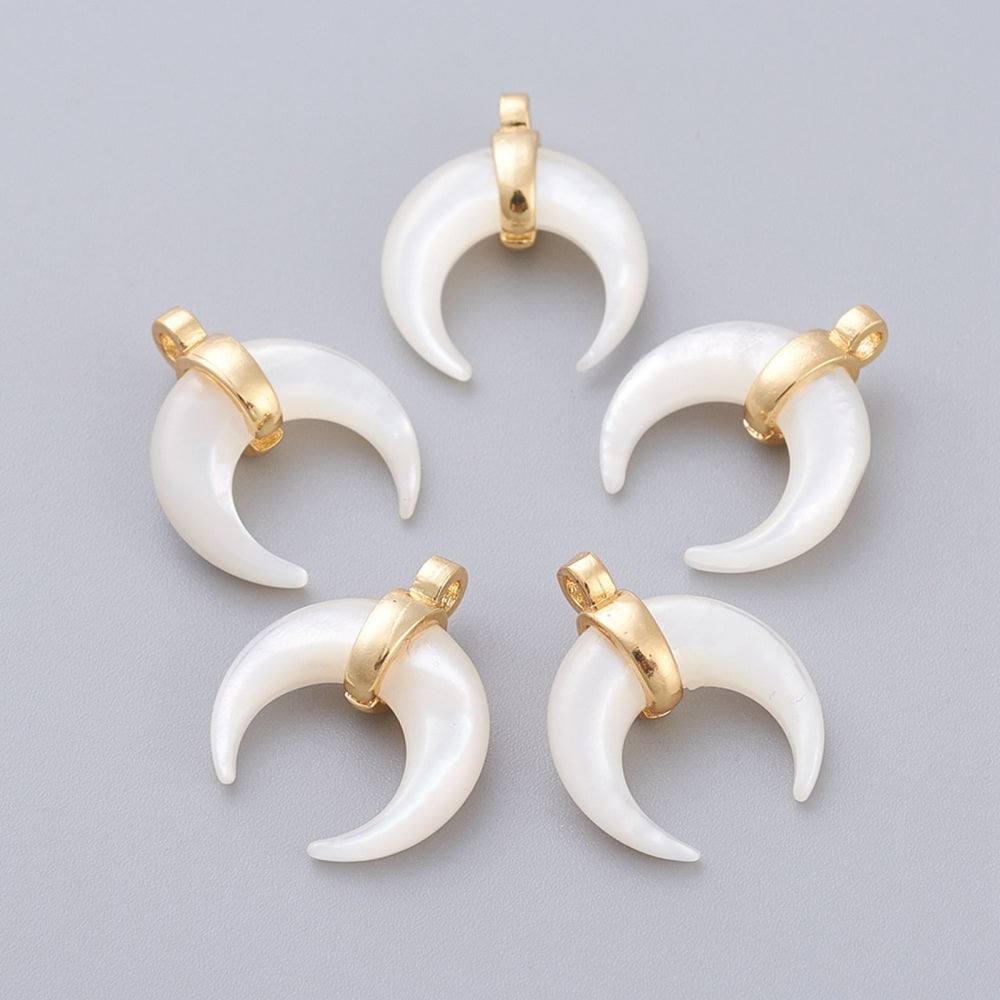 White Shell Mother of Pearl Shell Pendants Crescent Moon