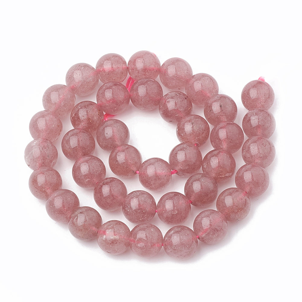 Natural Strawberry Quartz Beads Strands, Round 8mm