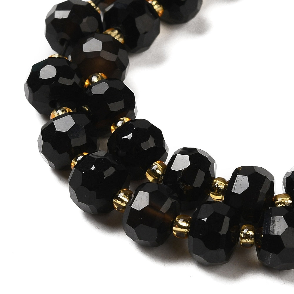 Black Onyx Beads – Dyed & Heated Faceted Rondelle 78x56mm (45–46pcs/Strand) The Pink Bead Shop