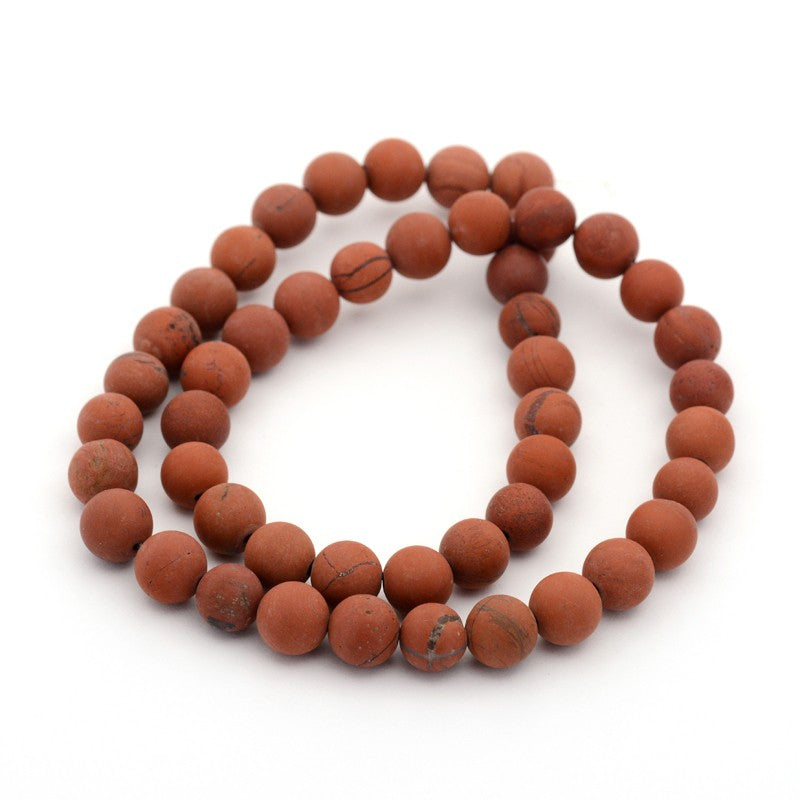 Red Jasper Round Bead Strands, Frosted Grade A