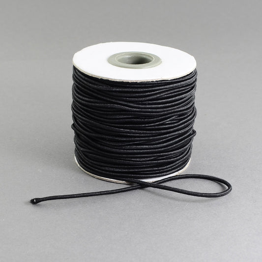 Round Elastic Cord, with Nylon Outside and Rubber Inside, Black Size: about 1.2mm in diameter, about 109.36 yards(100m)/roll.