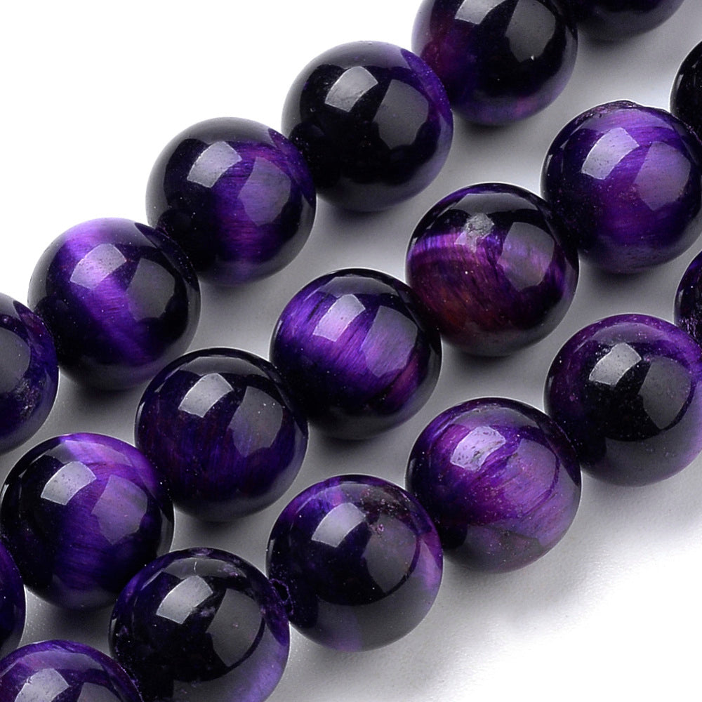 Tiger Eye Beads Strands, Dyed, Round, Indigo 8mm