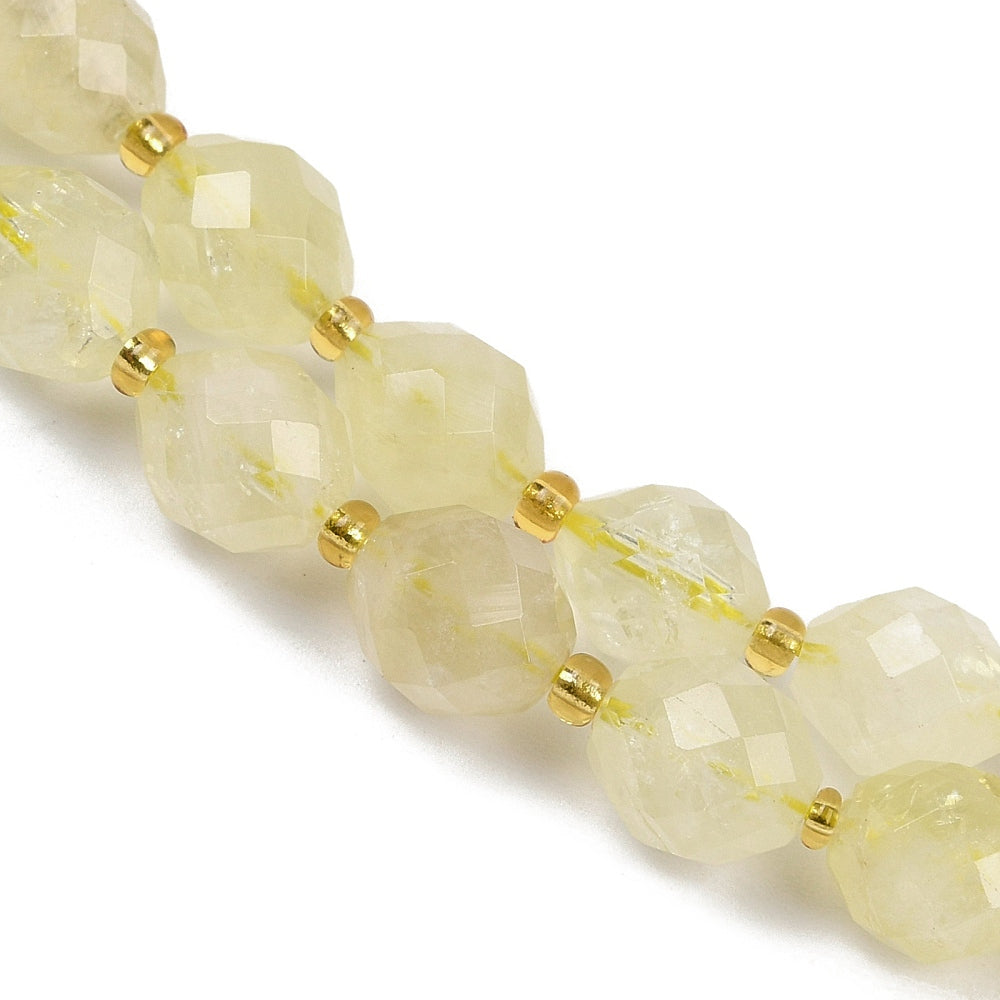 Natural Lemon Quartz Beads – Faceted Oval 9x10mm (32pcs/Strand) The Pink Bead Shop