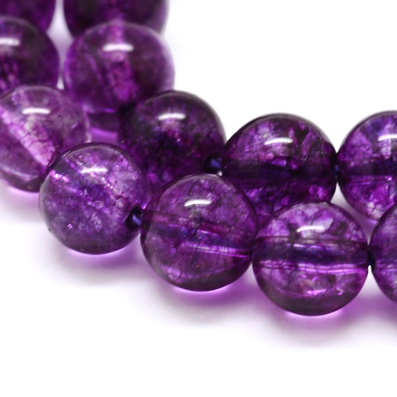 Quartz Crackle Dyed Dark Orchid 8mm Bead Strands