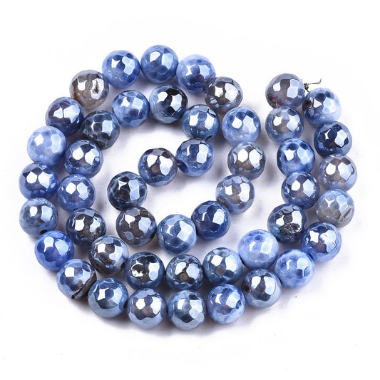 Electroplated Natural Agate Faceted Bead Strands 8mm Asst colors