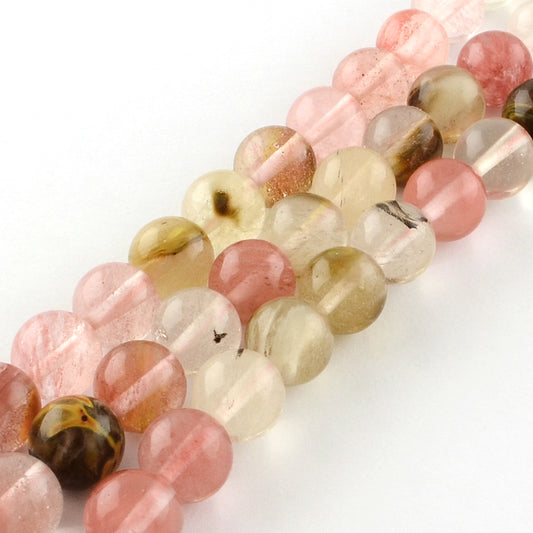Tigerskin Glass Round Bead Strands   8MM