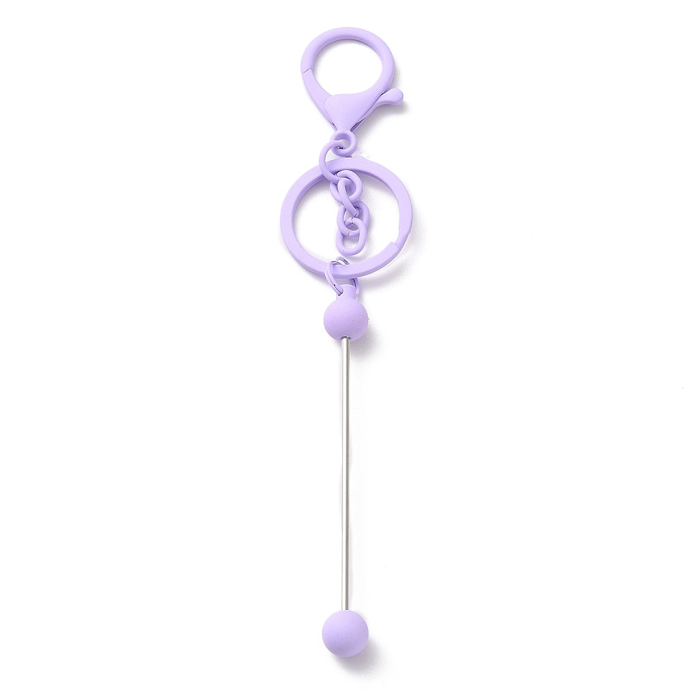 Spray Painted Alloy Bar Beadable Keychain for Jewelry Making DIY Crafts, with Alloy Lobster Clasps and Iron Ring, Mixed Color