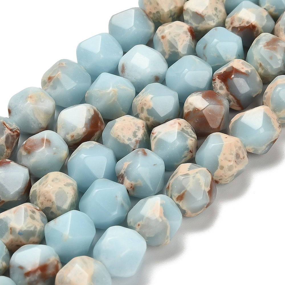 Howlite Imitation Shoushan Stone Star Cut 10mm