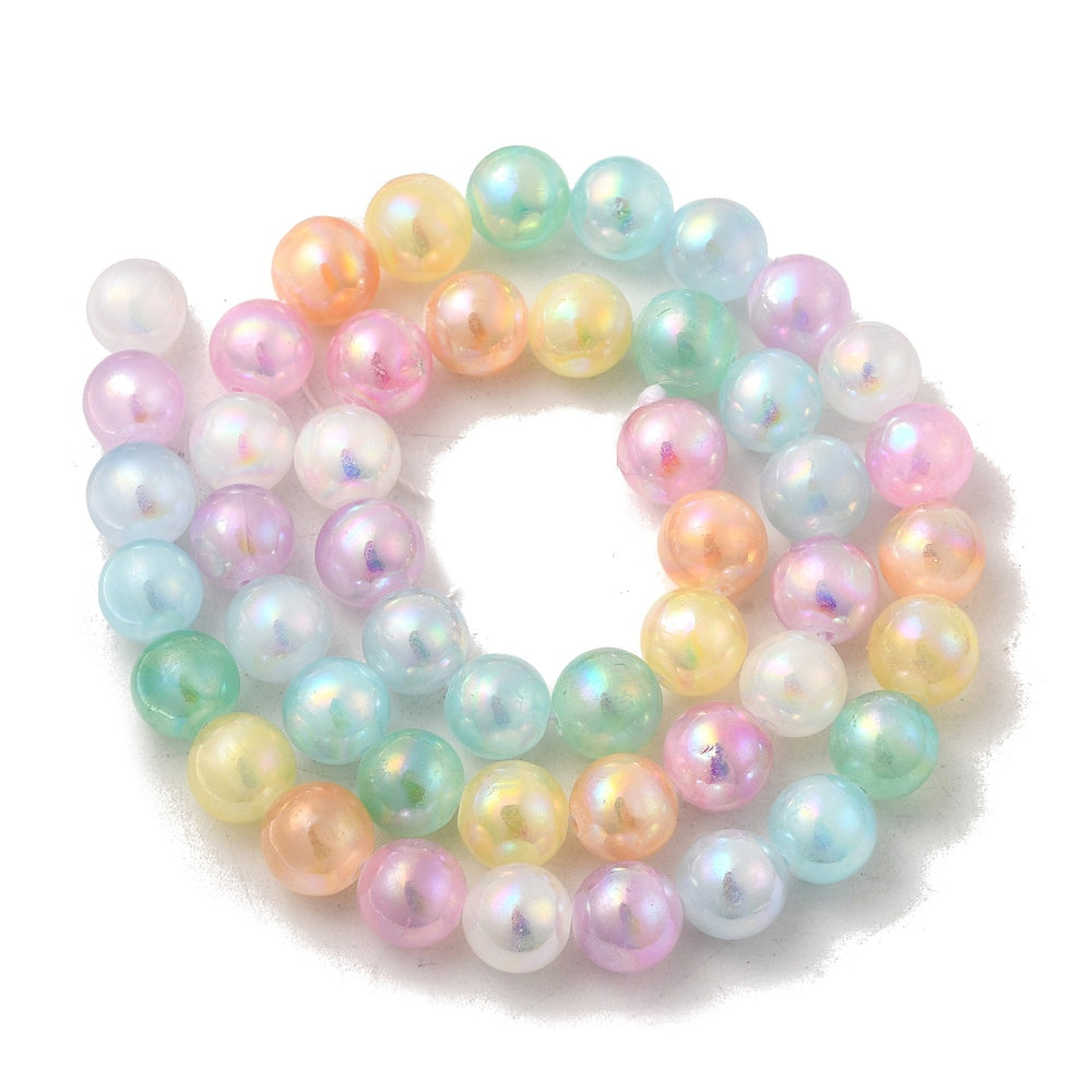 AB Electroplated Selenite 8mm Beads – Rainbow Shine | The Pink Bead Shop