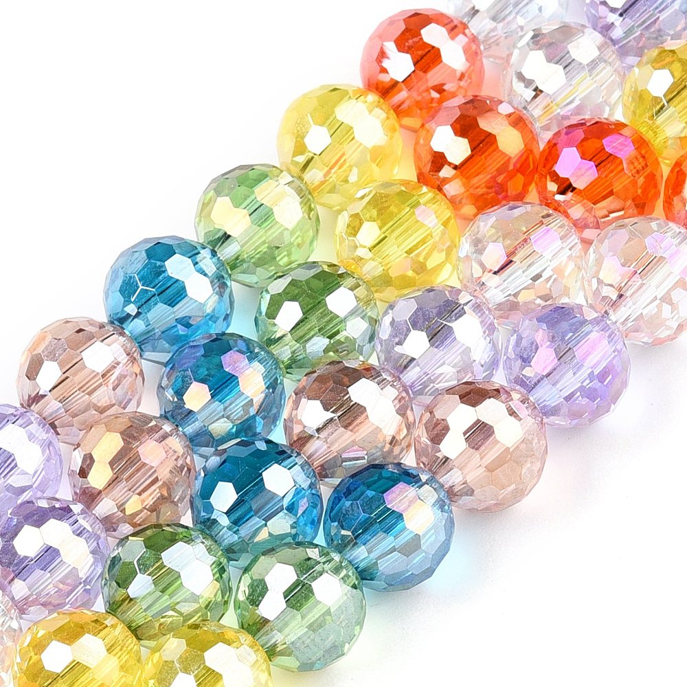 Glass Bead Strands Faceted Colorful 8mm