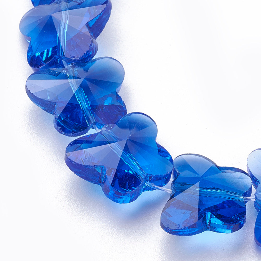 Transparent Glass Beads, Faceted, Butterfly, 12mm Asst Color