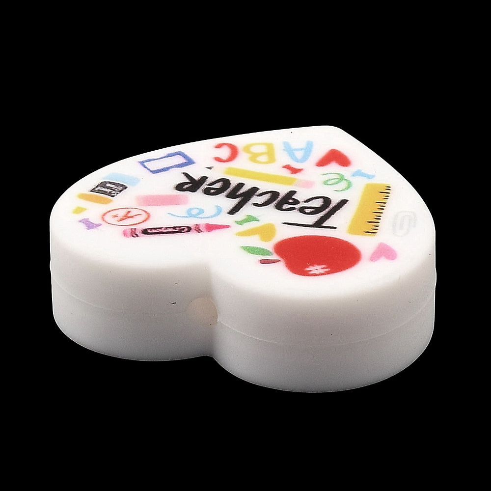 Heart Teacher Silicone Focal Beads,