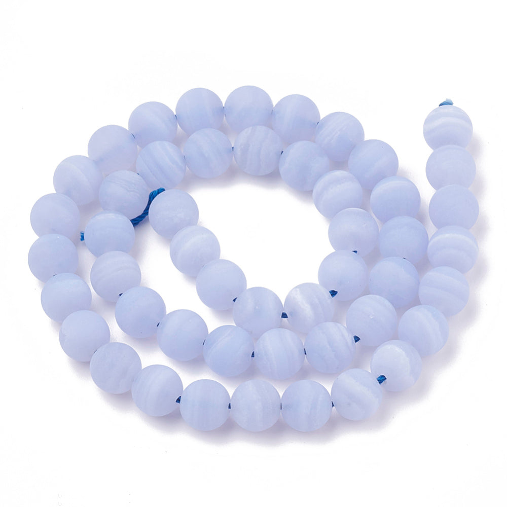 Blue Lace Agate Frosted 4mm Bead Strands Round