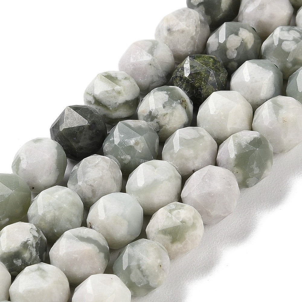 Peace Jade Beads Faceted Star Cut 78.5x7.58mm (48–50pcs/Strand) The Pink Bead Shop