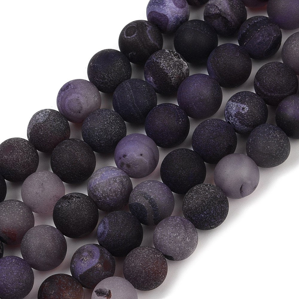 Indigo Druzy Agate Bead Strands 8mm
