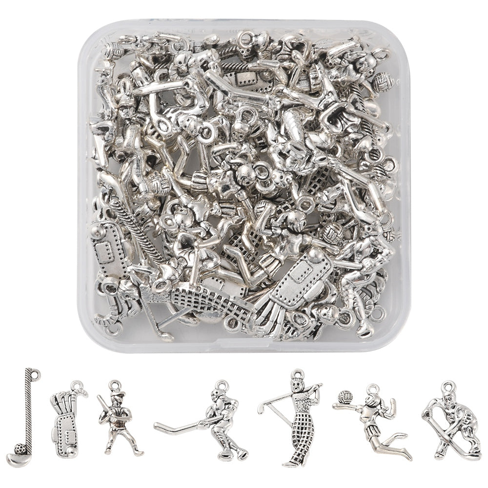 Sports Themed Tibetan Style Alloy Pendants 42pcs