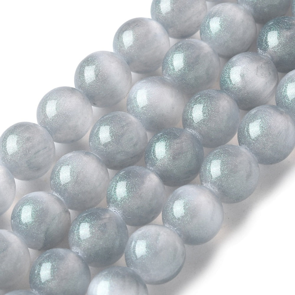 Light Steel Blue Selenite Bead Strands 8mm
