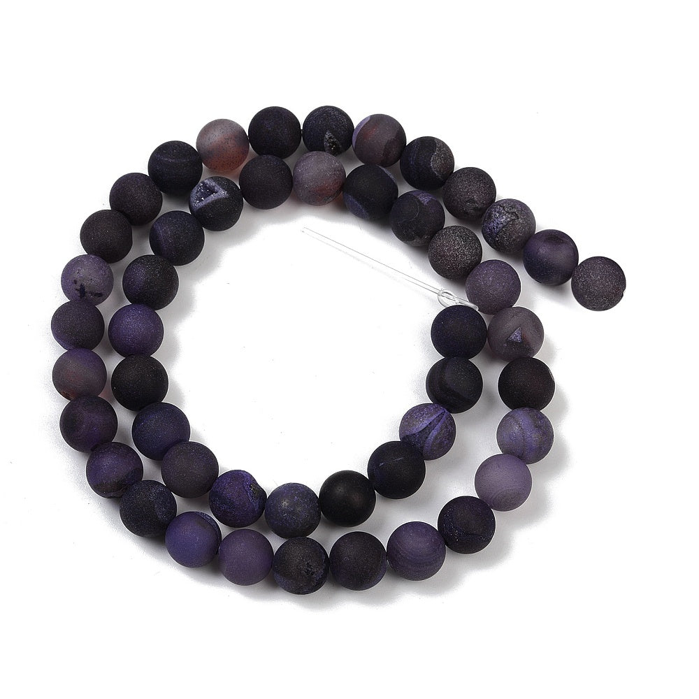 Indigo Druzy Agate Bead Strands 8mm