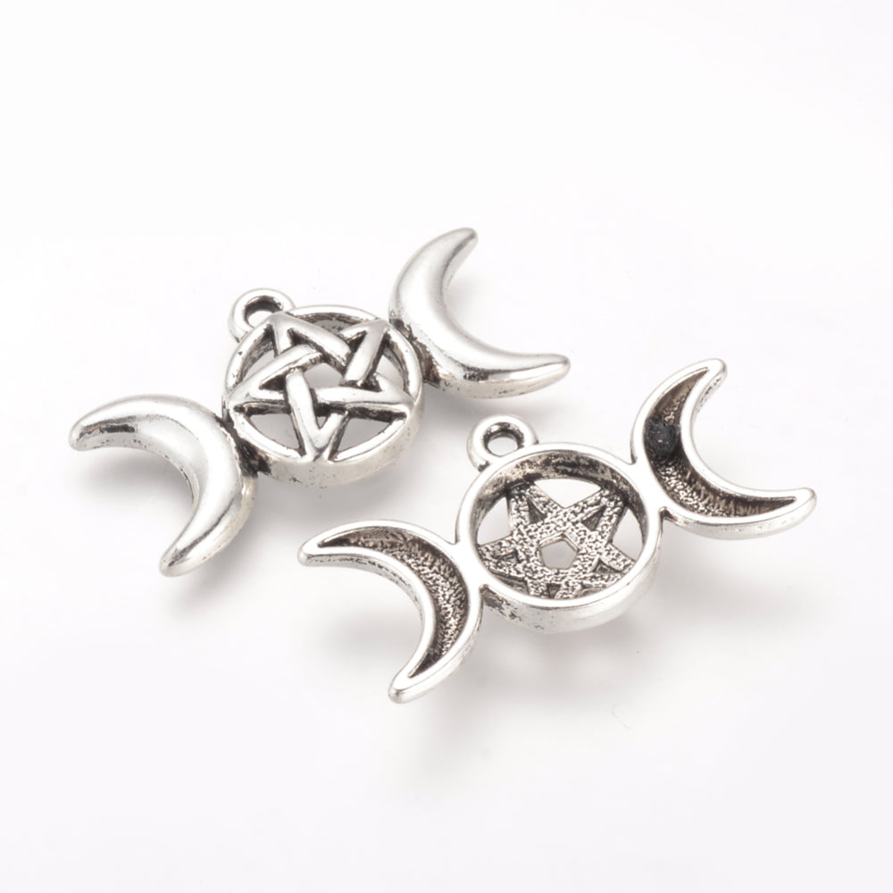 Tibetan Style Alloy Pendants Triple Moon Goddess 4pkg