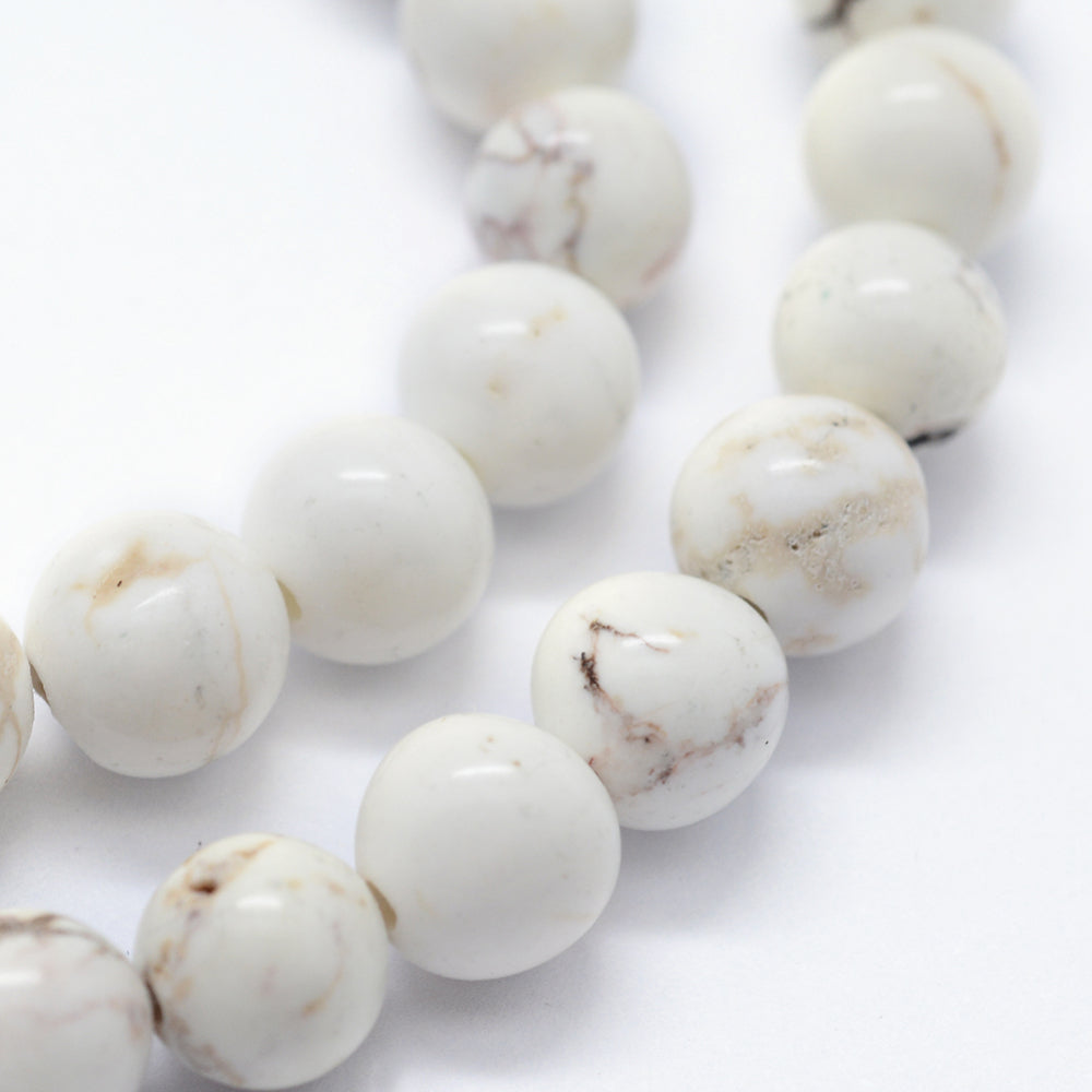 Natural Howlite Beads Strands, Round, 8mm