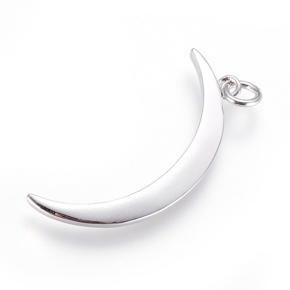 Brass Pendants, with Jump Ring, Moon, Golden, Rose Gold, Silver