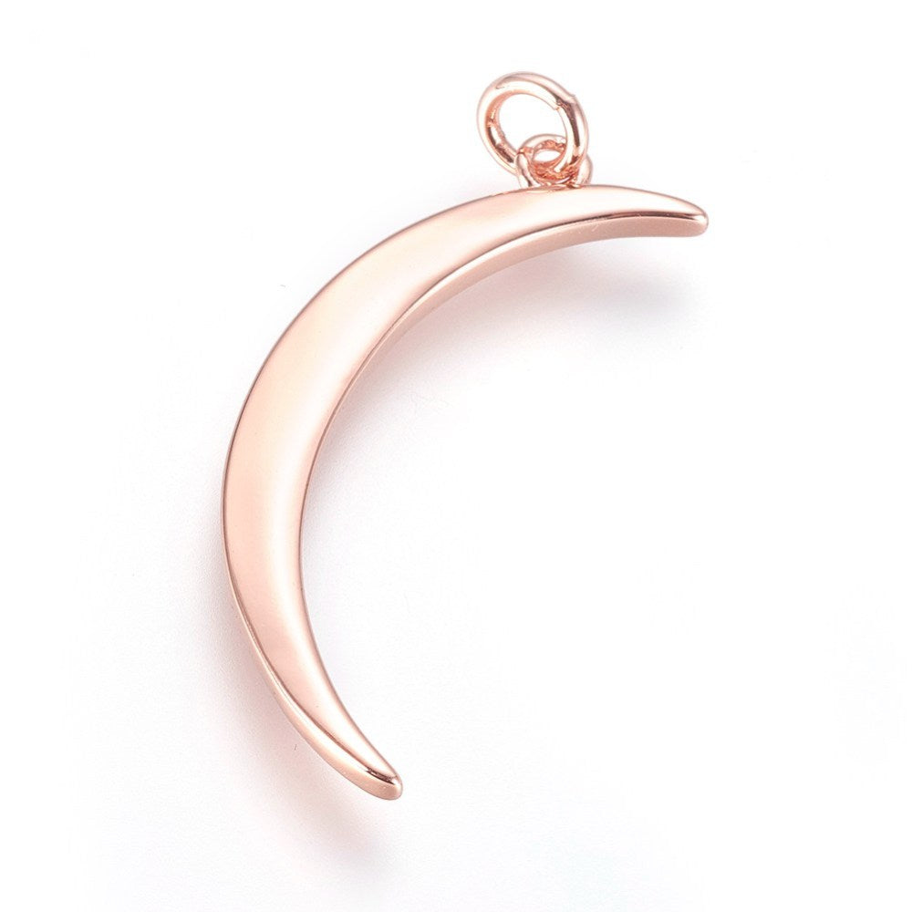 Brass Pendants, with Jump Ring, Moon, Golden, Rose Gold, Silver