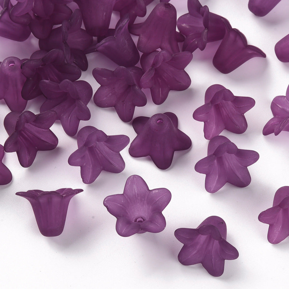 Transparent Acrylic Beads, Frosted, Flower, Asst Color Bulk 20 pieces