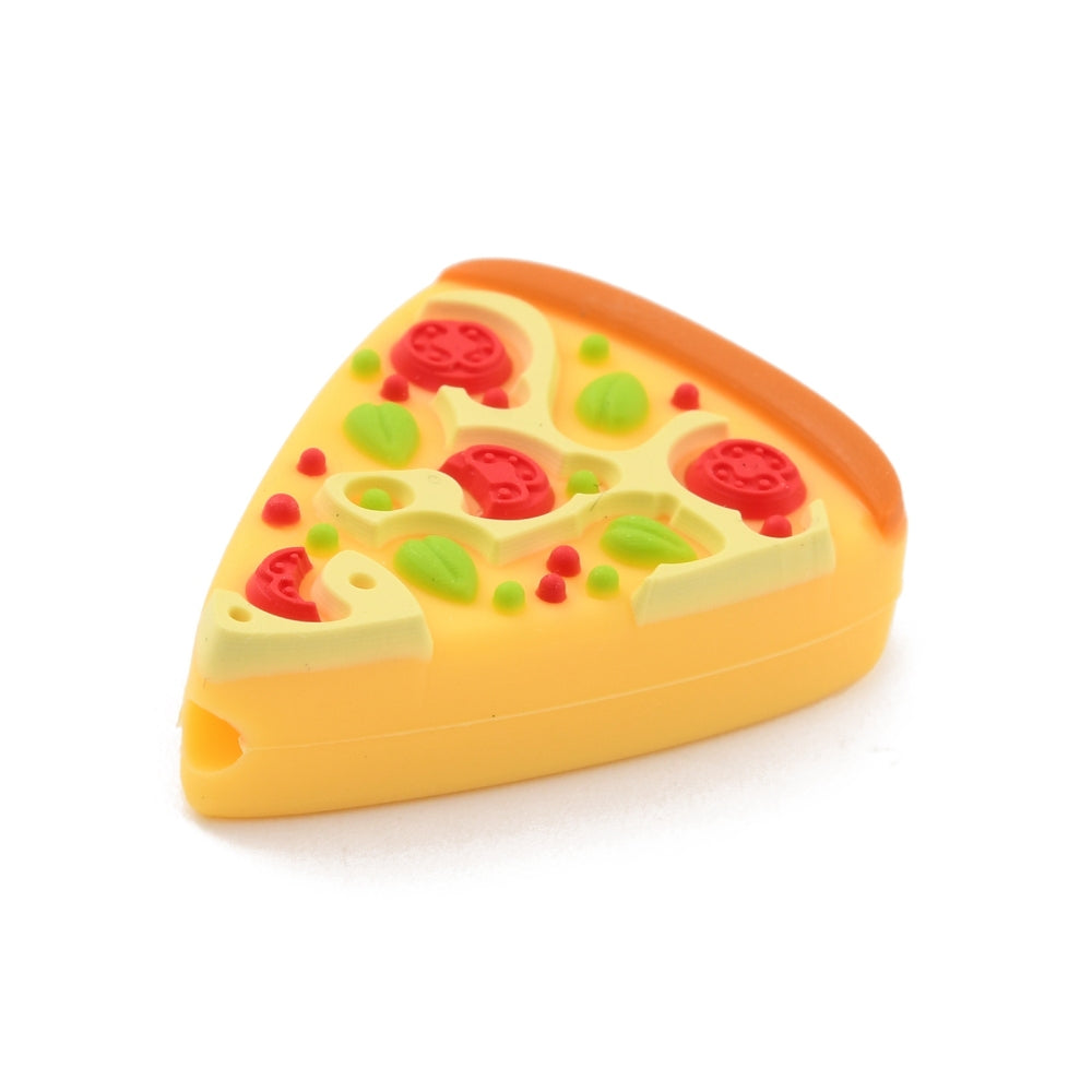 Food Grade Eco-Friendly Silicone Focal Beads, Pizza, Colorful