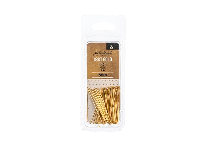 18KT Gold Plated Head Pins 30mm 58 Pieces