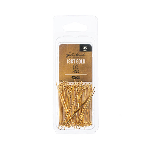 18KT Gold Plated Eye Pins 35×0.7mm (48pcs) The Pink Bead Shop