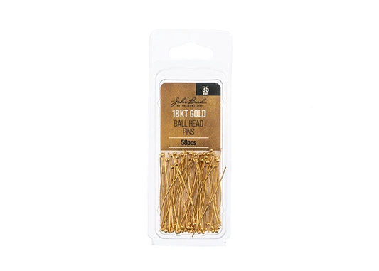 18KT Gold Plated Ball Head Pins 35mm 50 Pieces The Pink Bead Shop