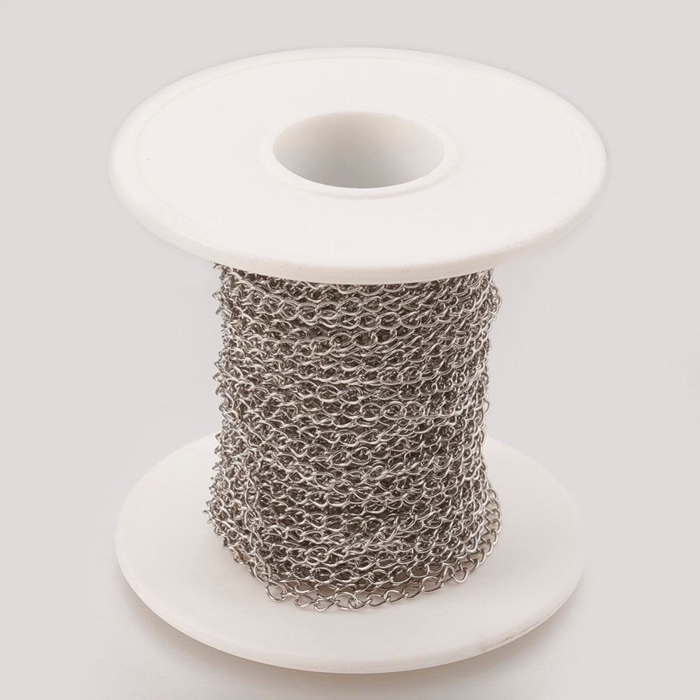 Tarnish Resistant Handmade 304 Stainless Steel Curb Chains, Soldered, with Spool, Stainless Steel Color 1 METER