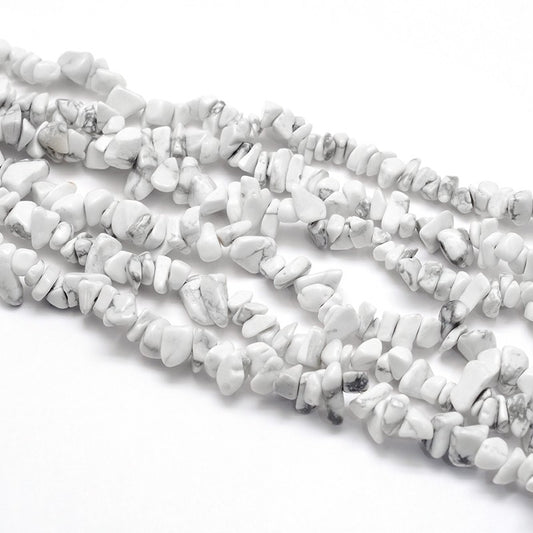 Natural Howlite Beads Strands, Chips Size: about 5~8mm