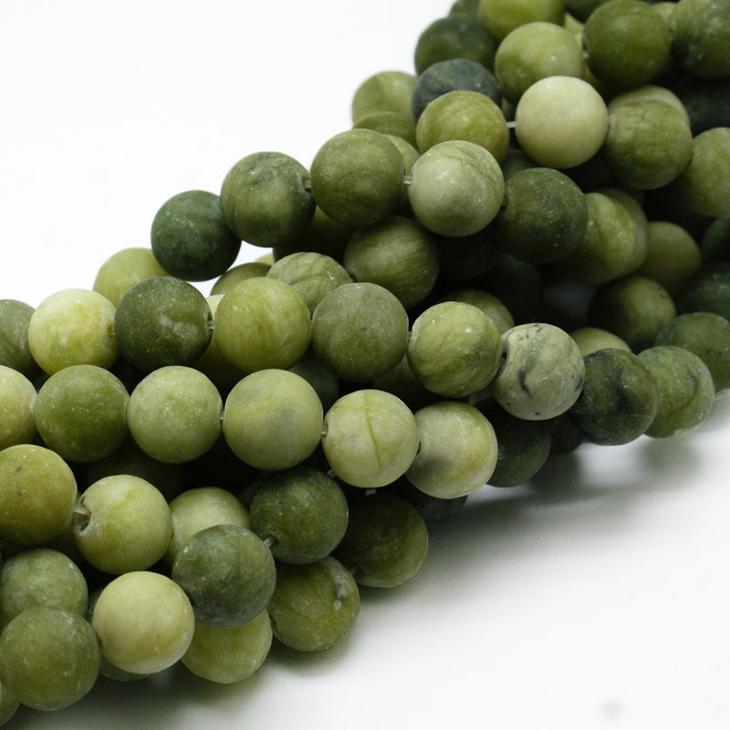 Round Frosted Natural TaiWan Jade Bead Strands 6mm