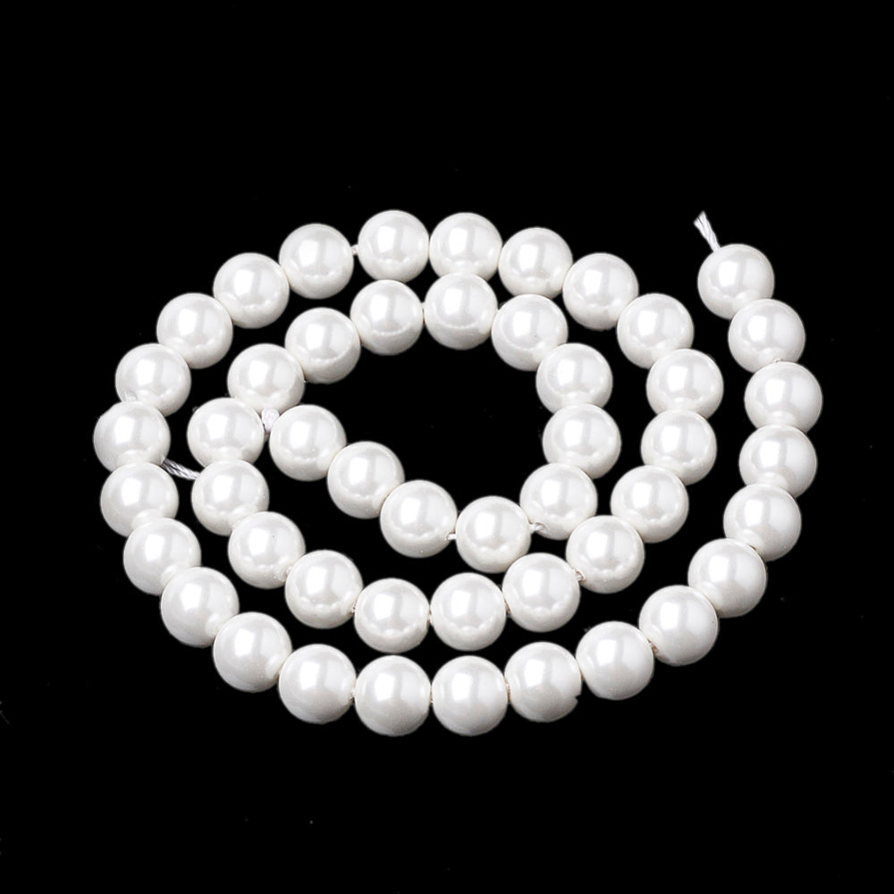 Shell Pearl Beads Strands, Round, White 10MM