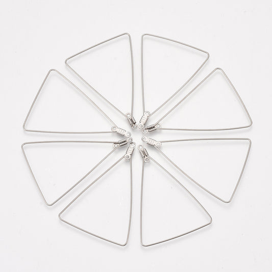 Tarnish Resistant 304 Stainless Steel Wire Pendants, Hoop Earring Findings, Triangle, Stainless Steel Color 1 PAIR